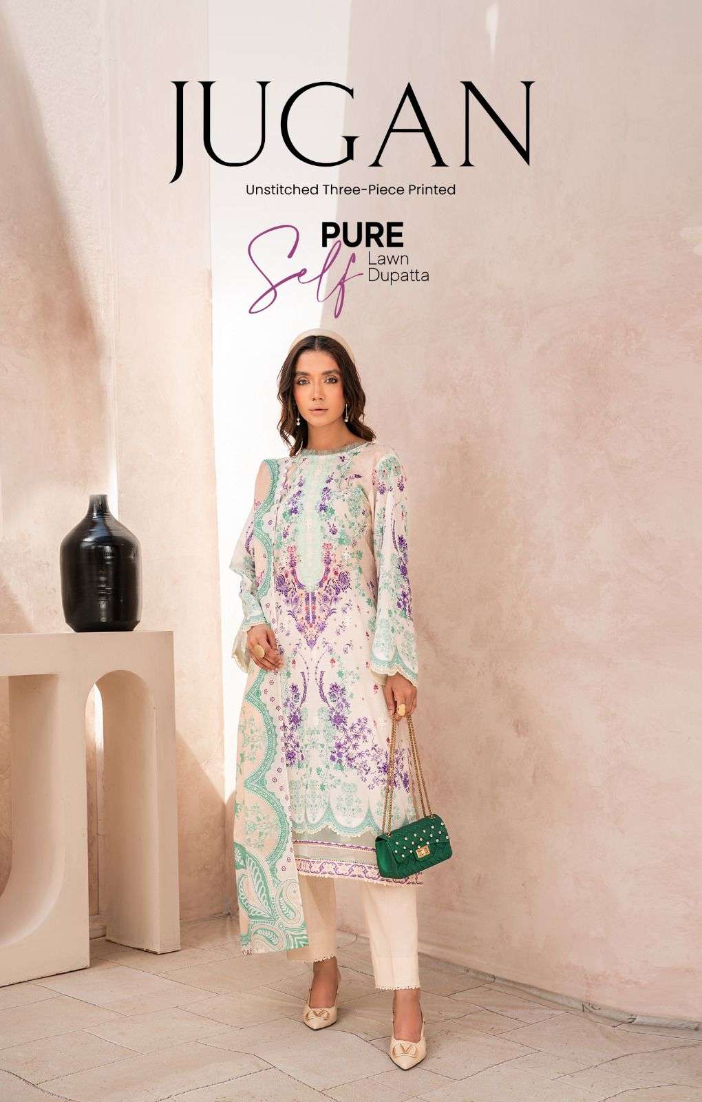 JUGAN DIGITAL PRINTED CHIKANKARI BY GULJEE